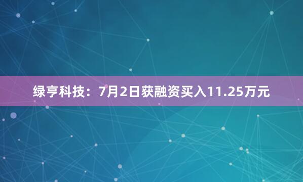 绿亨科技：7月2日获融资买入11.25万元