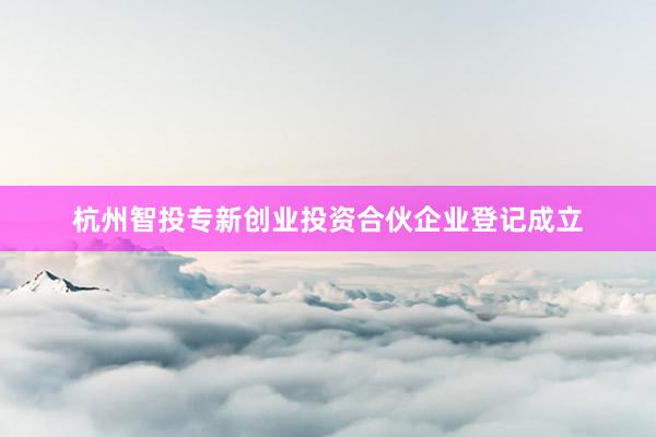 杭州智投专新创业投资合伙企业登记成立