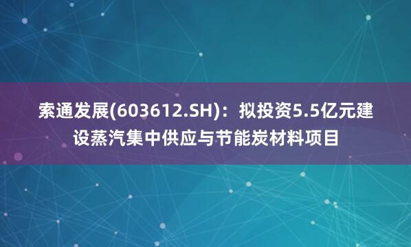 索通发展(603612.SH)：拟投资5.5亿元建设蒸汽集中供应与节能炭材料项目