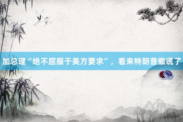 加总理“绝不屈服于美方要求”，看来特朗普撒谎了