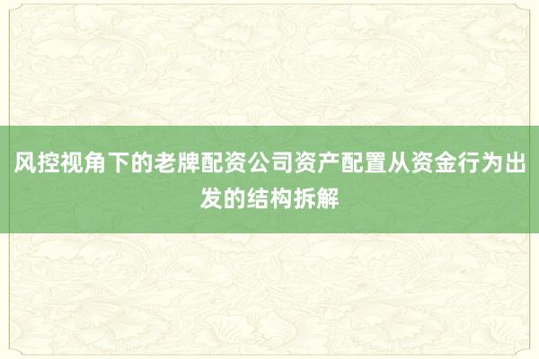 风控视角下的老牌配资公司资产配置从资金行为出发的结构拆解