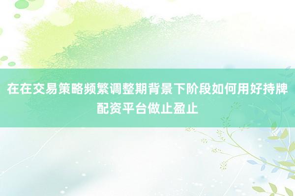 在在交易策略频繁调整期背景下阶段如何用好持牌配资平台做止盈止