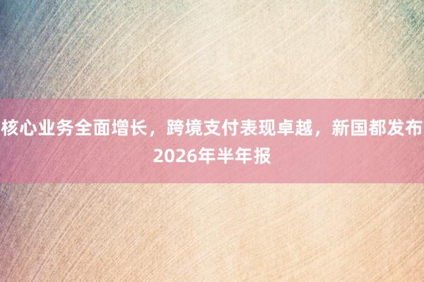 核心业务全面增长，跨境支付表现卓越，新国都发布2026年半年报