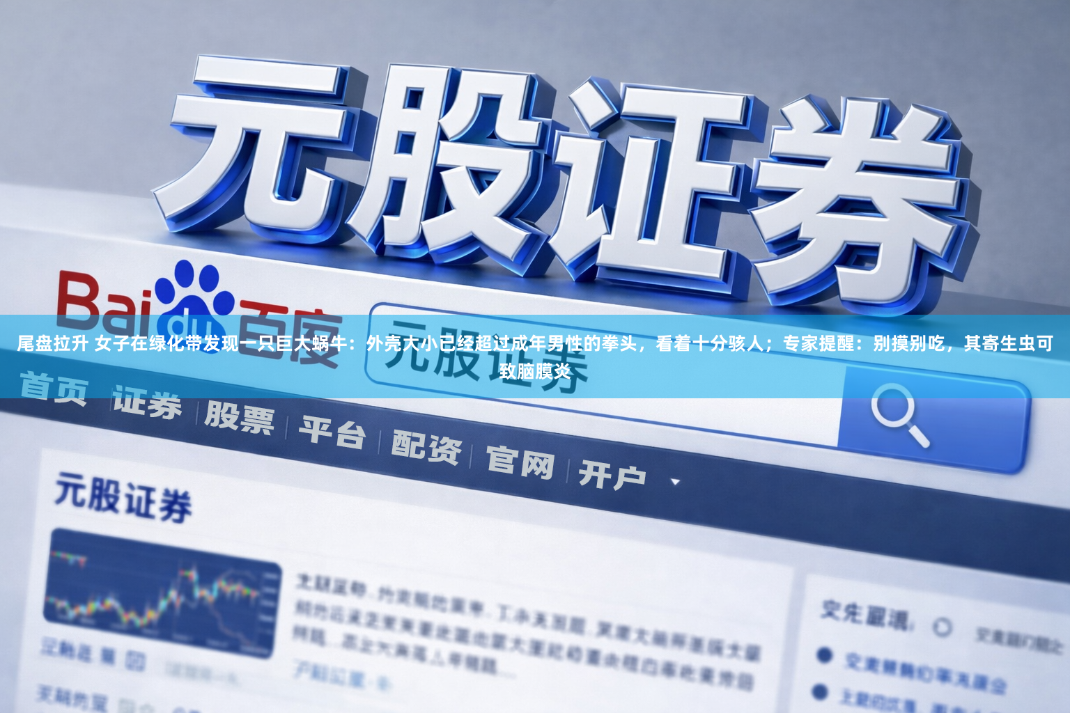尾盘拉升 女子在绿化带发现一只巨大蜗牛：外壳大小已经超过成年男性的拳头，看着十分骇人；专家提醒：别摸别吃，其寄生虫可致脑膜炎