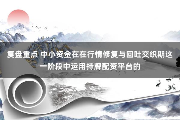 复盘重点 中小资金在在行情修复与回吐交织期这一阶段中运用持牌配资平台的