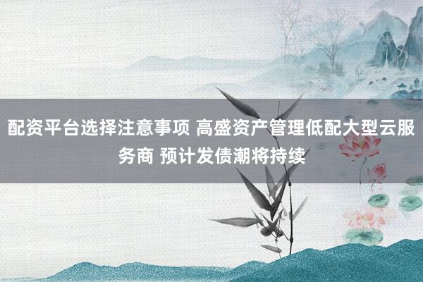 配资平台选择注意事项 高盛资产管理低配大型云服务商 预计发债潮将持续